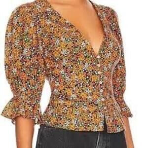 NWT $98 Free People S Womens I Found You Floral Print Button Front Blouse